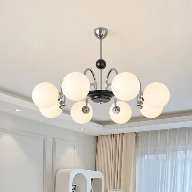Contemporary Nordic Metal & Glass Round 3/4/5/6/8-Light Chandelier For Bedroom And Living Room