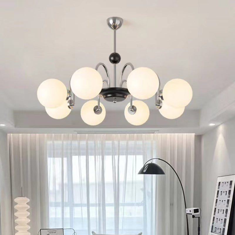Contemporary Nordic Metal & Glass Round 3/4/5/6/8-Light Chandelier For Bedroom And Living Room