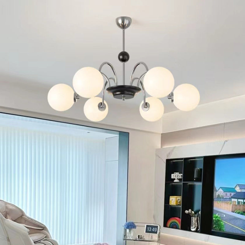 Contemporary Nordic Metal & Glass Round 3/4/5/6/8-Light Chandelier For Bedroom And Living Room