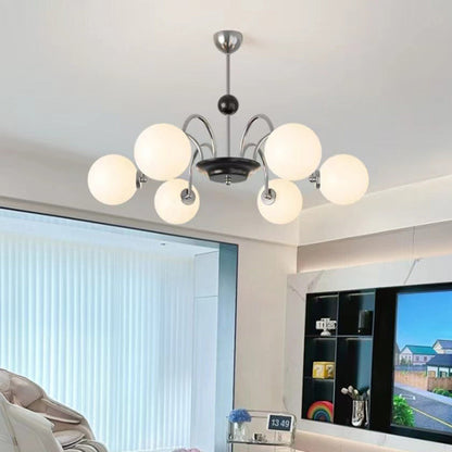 Contemporary Nordic Metal & Glass Round 3/4/5/6/8-Light Chandelier For Bedroom And Living Room