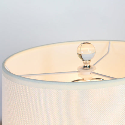 Traditional Rustic Glass & Fabric Round 1-Light Table Lamp For Bedroom And Living Room