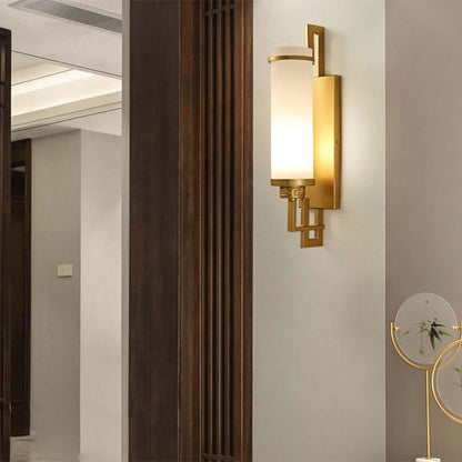 Modern Minimalist Iron & Glass Cylindrical 1-Light Wall Sconce Lamp For Bedroom, Living Room, Hallway