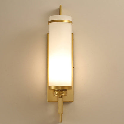Modern Minimalist Iron & Glass Cylindrical 1-Light Wall Sconce Lamp For Bedroom, Living Room, Hallway