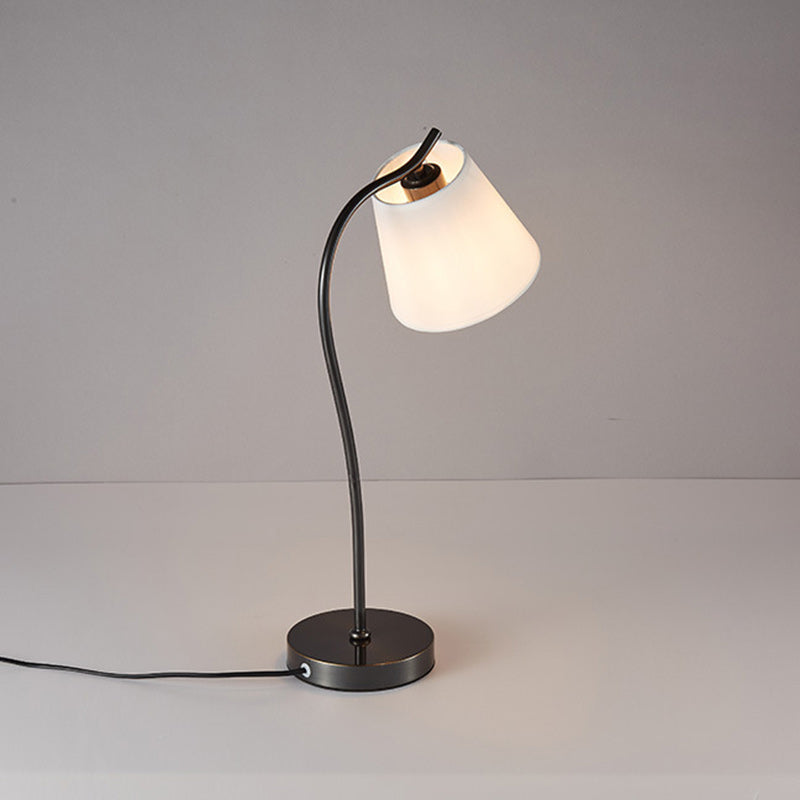 Modern Minimalist Brass & Fabric Round 1-Light Table Lamp For Bedroom And Living Room
