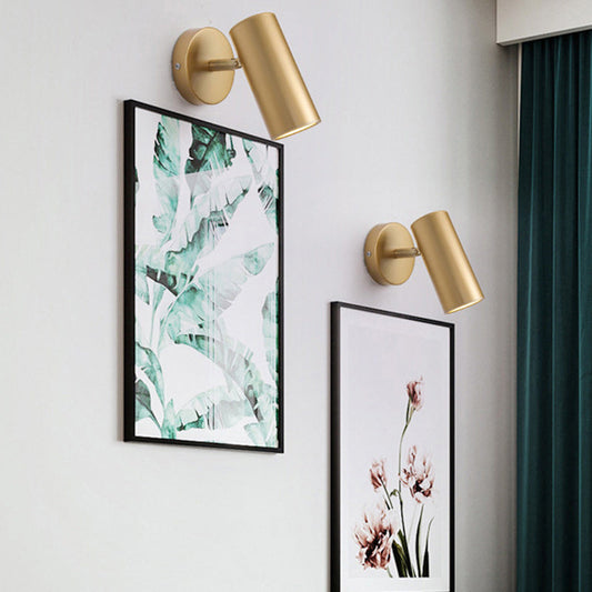 Modern Minimalist Iron & Acrylic Cylindrical 1-Light Wall Sconce Lamp For Bedroom And Living Room