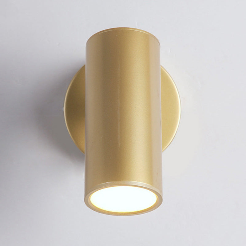 Modern Minimalist Iron & Acrylic Cylindrical 1-Light Wall Sconce Lamp For Bedroom And Living Room