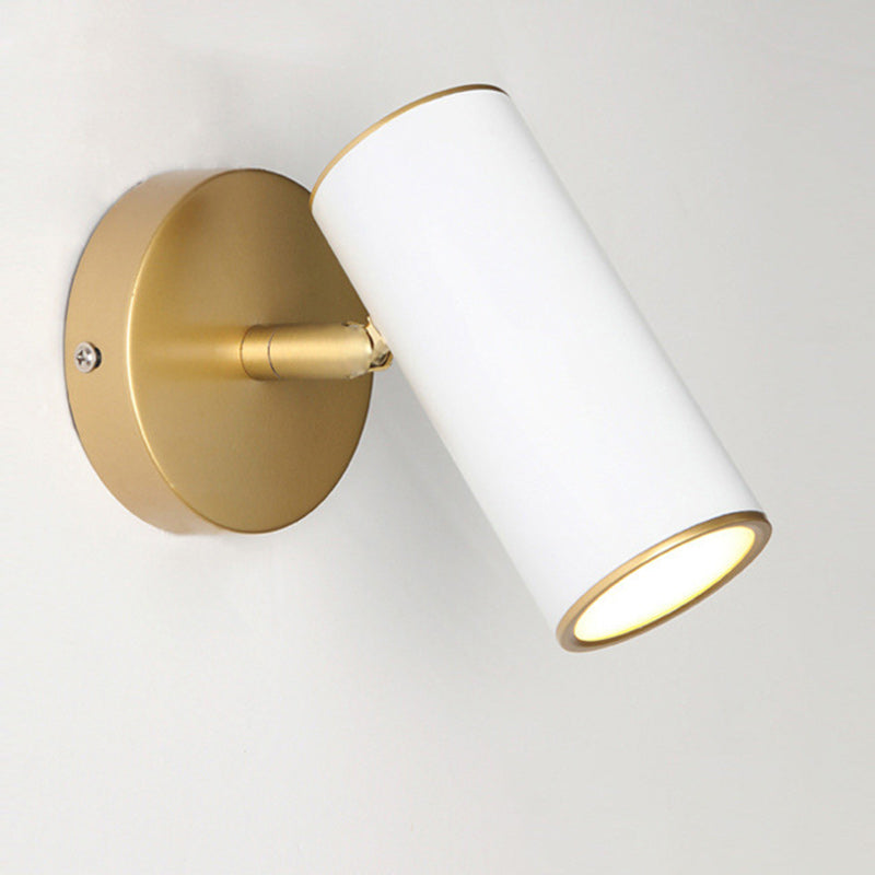 Modern Minimalist Iron & Acrylic Cylindrical 1-Light Wall Sconce Lamp For Bedroom And Living Room