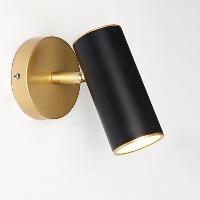 Modern Minimalist Iron & Acrylic Cylindrical 1-Light Wall Sconce Lamp For Bedroom And Living Room