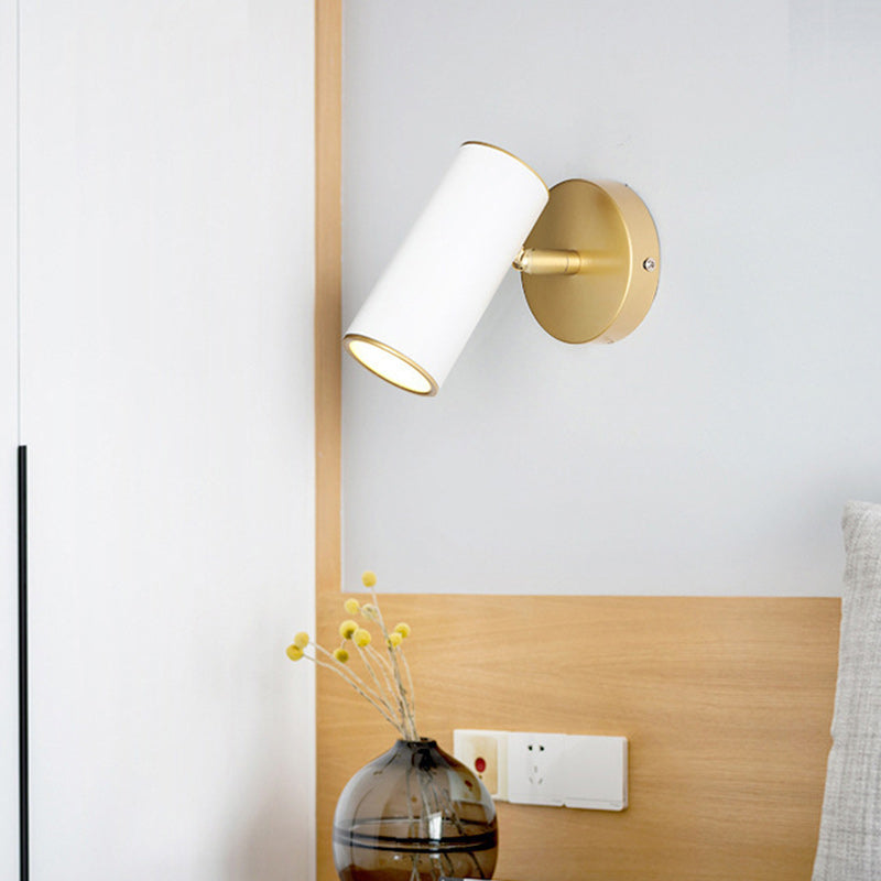 Modern Minimalist Iron & Acrylic Cylindrical 1-Light Wall Sconce Lamp For Bedroom And Living Room
