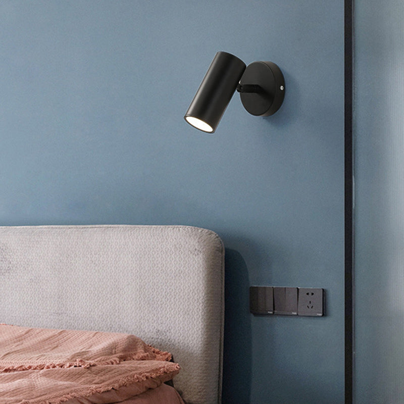 Modern Minimalist Iron & Acrylic Cylindrical 1-Light Wall Sconce Lamp For Bedroom And Living Room