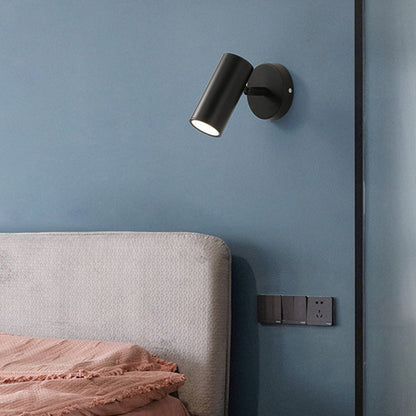 Modern Minimalist Iron & Acrylic Cylindrical 1-Light Wall Sconce Lamp For Bedroom And Living Room