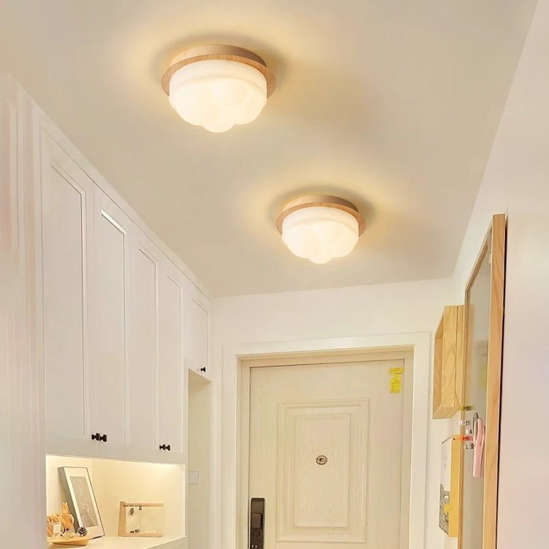 Contemporary Nordic Iron & PE Round And Diamond LED Semi-Flush Mount Ceiling Light For Hallway And Entryway