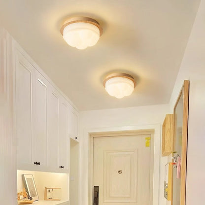Contemporary Nordic Iron & PE Round And Diamond LED Semi-Flush Mount Ceiling Light For Hallway And Entryway