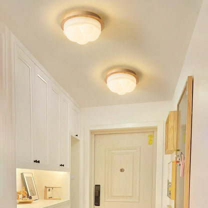 Contemporary Nordic Iron & PE Round And Diamond LED Semi-Flush Mount Ceiling Light For Hallway And Entryway