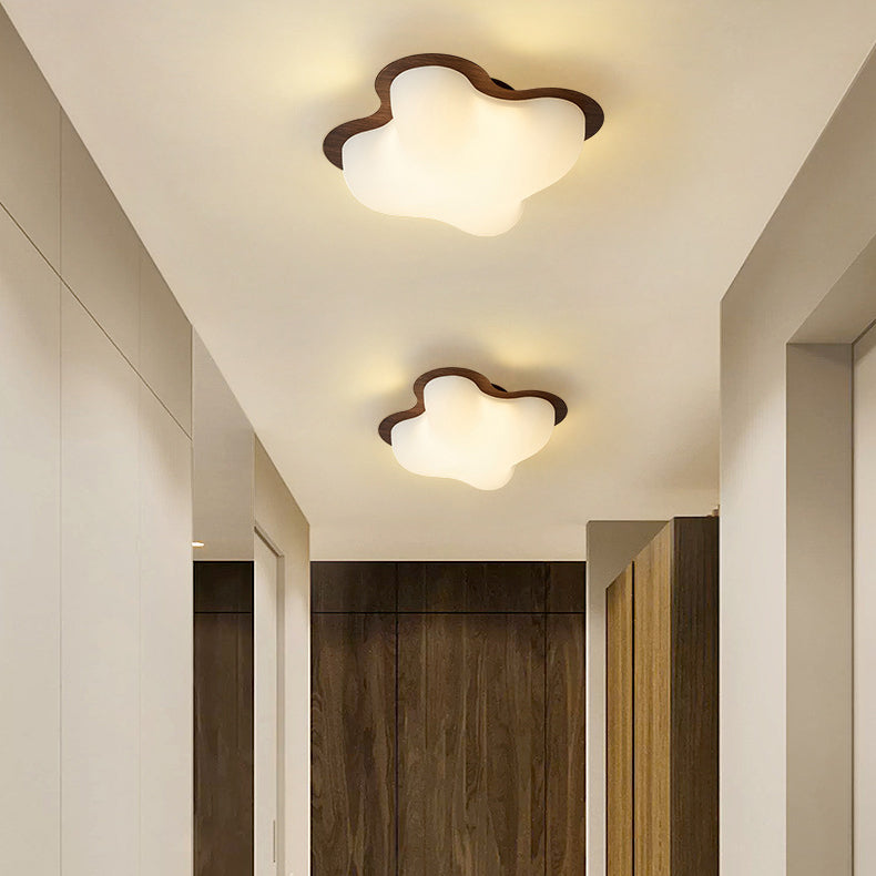Contemporary Nordic Iron & PE Round And Diamond LED Semi-Flush Mount Ceiling Light For Hallway And Entryway