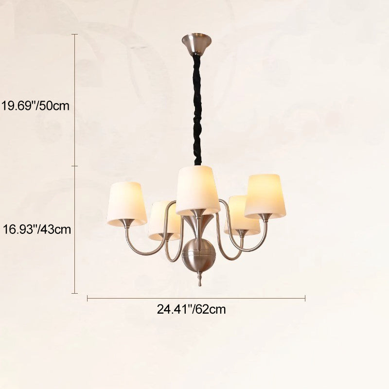 Traditional French Alloy & Glass Curved Round 5/6/8-Light Chandelier For Bedroom And Living Room
