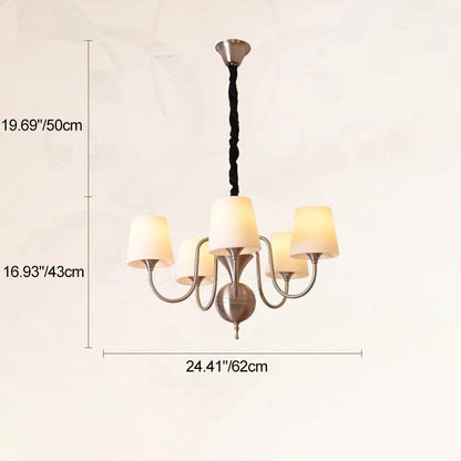 Traditional French Alloy & Glass Curved Round 5/6/8-Light Chandelier For Bedroom And Living Room