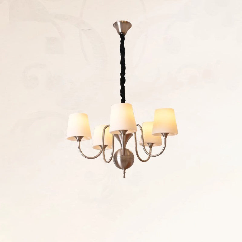 Traditional French Alloy & Glass Curved Round 5/6/8-Light Chandelier For Bedroom And Living Room