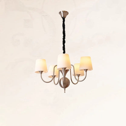 Traditional French Alloy & Glass Curved Round 5/6/8-Light Chandelier For Bedroom And Living Room