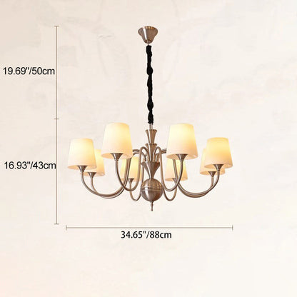 Traditional French Alloy & Glass Curved Round 5/6/8-Light Chandelier For Bedroom And Living Room