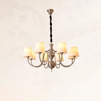 Traditional French Alloy & Glass Curved Round 5/6/8-Light Chandelier For Bedroom And Living Room