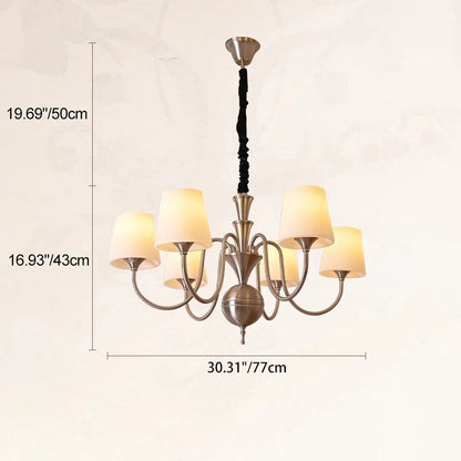 Traditional French Alloy & Glass Curved Round 5/6/8-Light Chandelier For Bedroom And Living Room