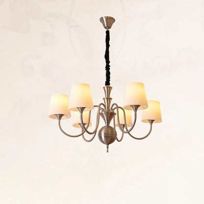 Traditional French Alloy & Glass Curved Round 5/6/8-Light Chandelier For Bedroom And Living Room