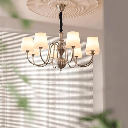 Traditional French Alloy & Glass Curved Round 5/6/8-Light Chandelier For Bedroom And Living Room