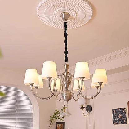 Traditional French Alloy & Glass Curved Round 5/6/8-Light Chandelier For Bedroom And Living Room