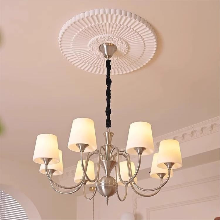 Traditional French Alloy & Glass Curved Round 5/6/8-Light Chandelier For Bedroom And Living Room