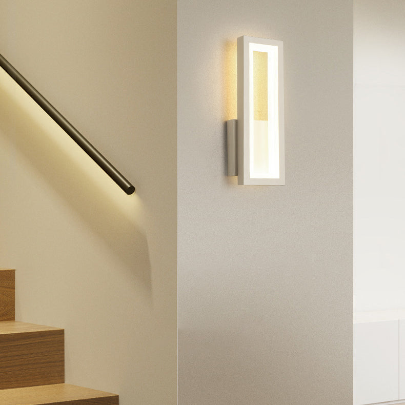 Modern Minimalist Iron & Acrylic Rectangular LED Wall Sconce Lamp For Bedroom And Living Room