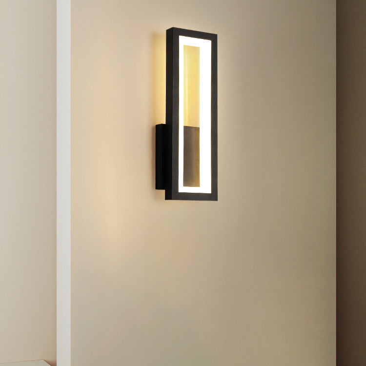 Modern Minimalist Iron & Acrylic Rectangular LED Wall Sconce Lamp For Bedroom And Living Room
