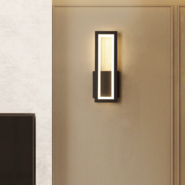 Modern Minimalist Iron & Acrylic Rectangular LED Wall Sconce Lamp For Bedroom And Living Room
