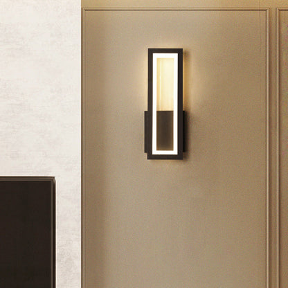 Modern Minimalist Iron & Acrylic Rectangular LED Wall Sconce Lamp For Bedroom And Living Room
