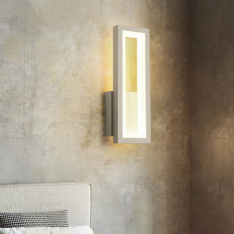 Modern Minimalist Iron & Acrylic Rectangular LED Wall Sconce Lamp For Bedroom And Living Room
