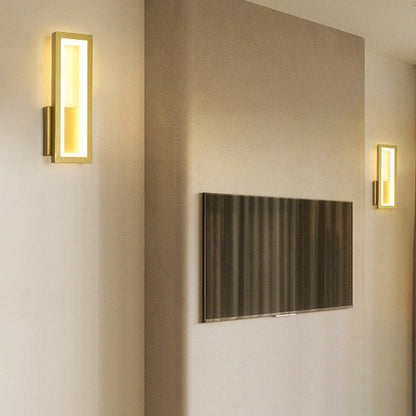 Modern Minimalist Iron & Acrylic Rectangular LED Wall Sconce Lamp For Bedroom And Living Room