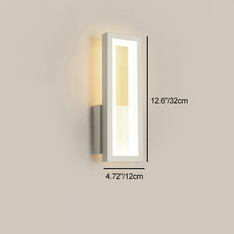 Modern Minimalist Iron & Acrylic Rectangular LED Wall Sconce Lamp For Bedroom And Living Room