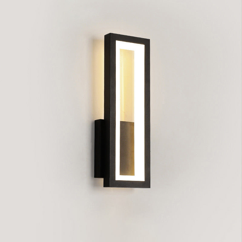 Modern Minimalist Iron & Acrylic Rectangular LED Wall Sconce Lamp For Bedroom And Living Room