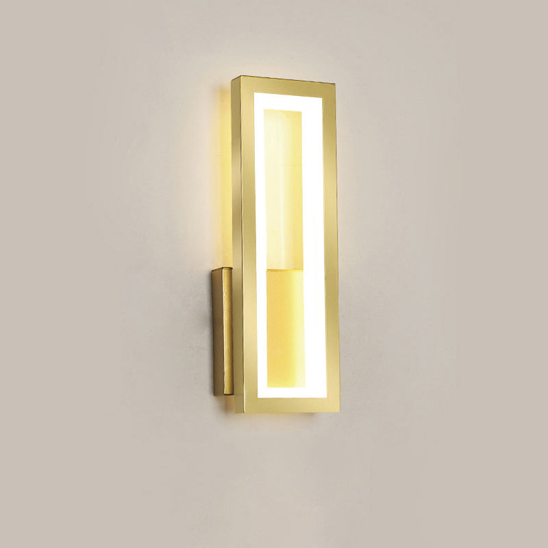 Modern Minimalist Iron & Acrylic Rectangular LED Wall Sconce Lamp For Bedroom And Living Room