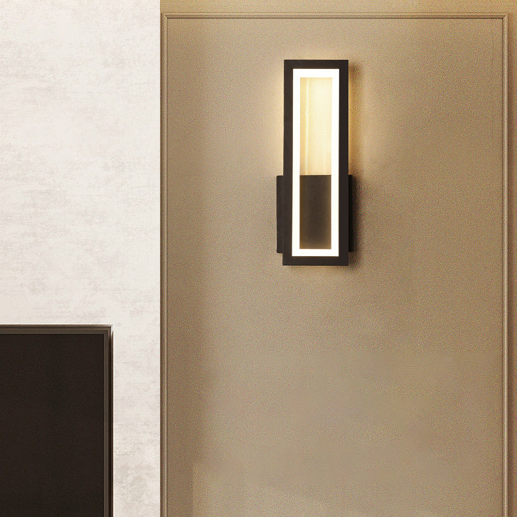 Modern Minimalist Iron & Acrylic Rectangular LED Wall Sconce Lamp For Bedroom And Living Room