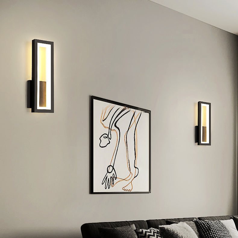 Modern Minimalist Iron & Acrylic Rectangular LED Wall Sconce Lamp For Bedroom And Living Room