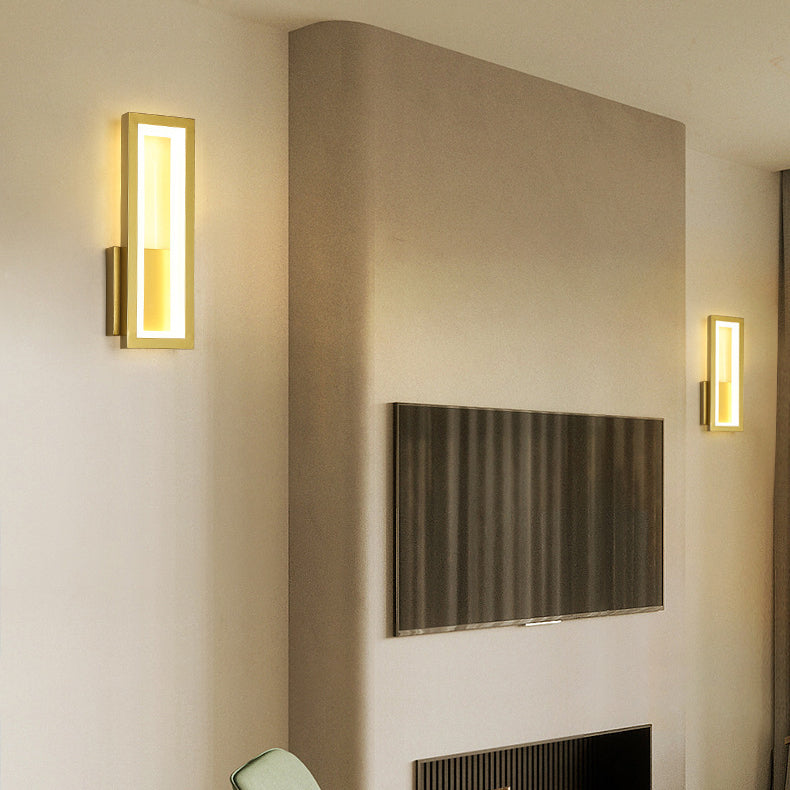 Modern Minimalist Iron & Acrylic Rectangular LED Wall Sconce Lamp For Bedroom And Living Room
