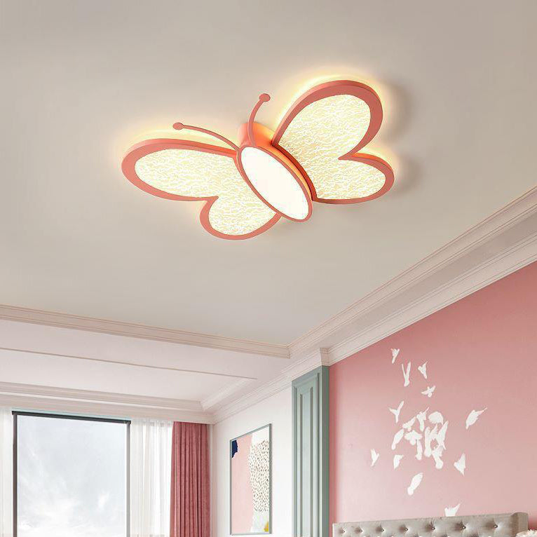 Contemporary Creative Iron & Acrylic Butterfly LED Flush Mount Ceiling Light For Bedroom & Kids Room