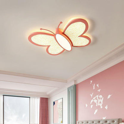 Contemporary Creative Iron & Acrylic Butterfly LED Flush Mount Ceiling Light For Bedroom & Kids Room