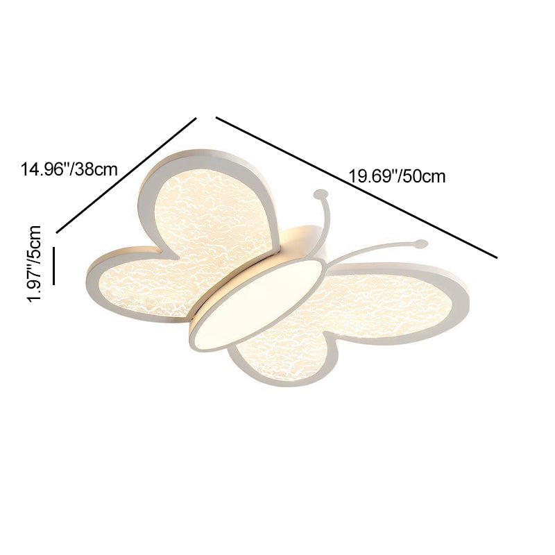 Contemporary Creative Iron & Acrylic Butterfly LED Flush Mount Ceiling Light For Bedroom & Kids Room
