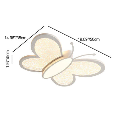 Contemporary Creative Iron & Acrylic Butterfly LED Flush Mount Ceiling Light For Bedroom & Kids Room
