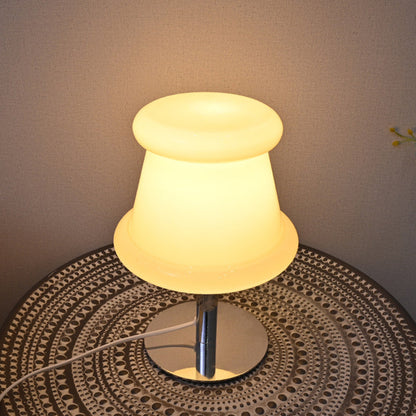 Modern Minimalist Metal & Glass Round 1-Light USB Table Lamp For Bedroom & Living Room