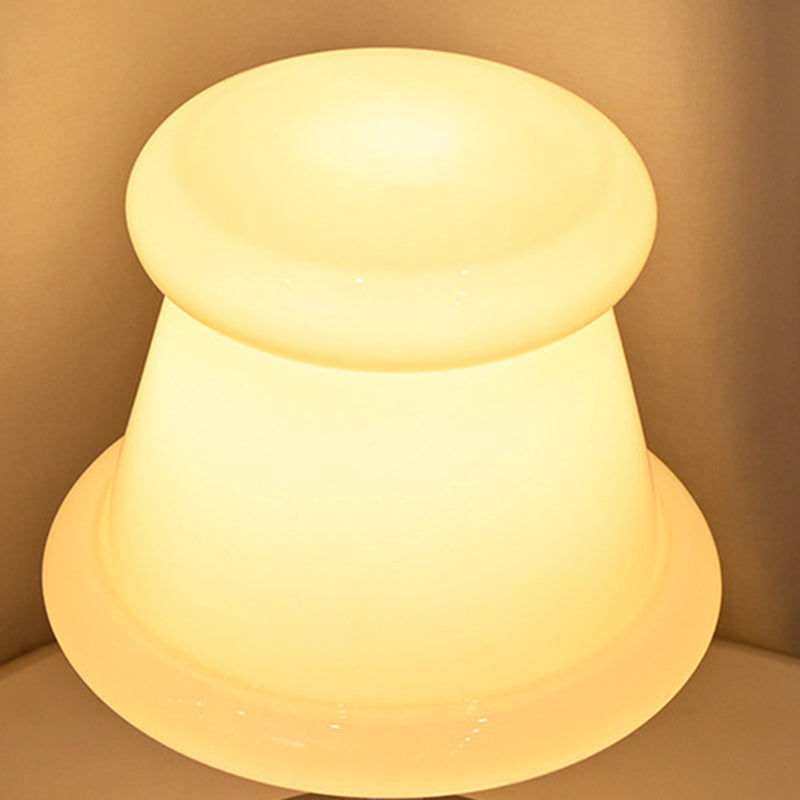 Modern Minimalist Metal & Glass Round 1-Light USB Table Lamp For Bedroom & Living Room