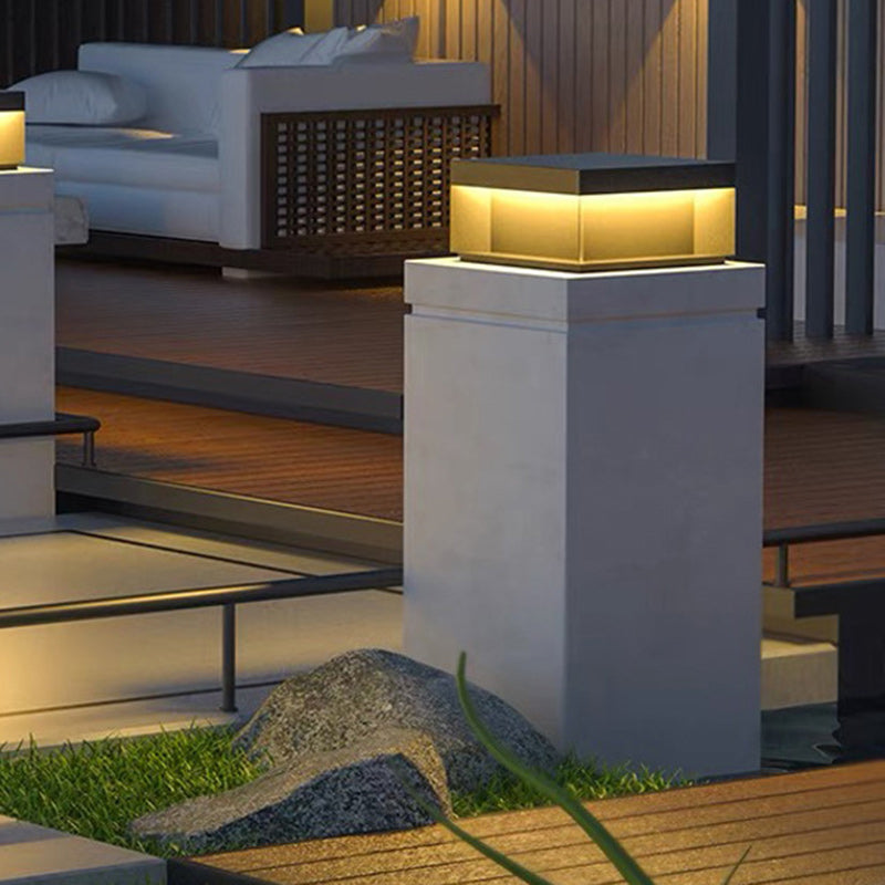 Modern Minimalist Stainless Steel Square LED Outdoor Light With Solar & Waterproof Features For Garden, Patio, Gate