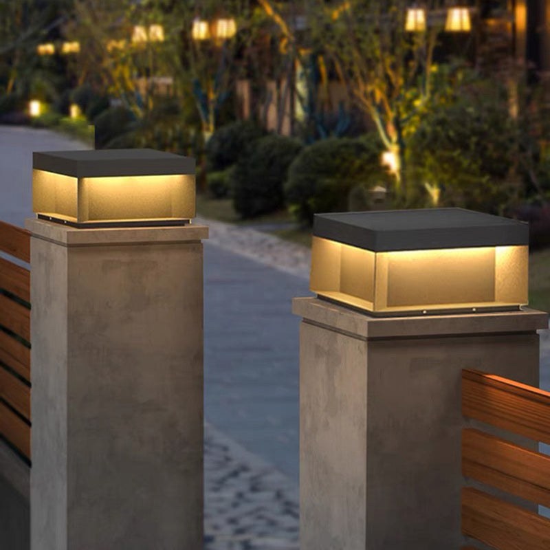 Modern Minimalist Stainless Steel Square LED Outdoor Light With Solar & Waterproof Features For Garden, Patio, Gate